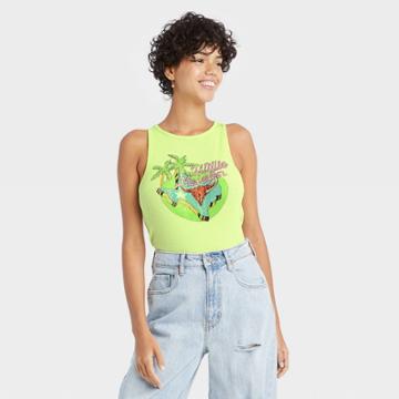 Women's Willie Nelson Ribbed Graphic Tank Top - Green