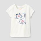 Toddler Girls' Glitter Dinosaur Short Sleeve Graphic T-shirt - Cat & Jack Cream