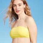 Junior's Sustainably Made Ribbed Bandeau Bikini Top - Xhilaration Yellow