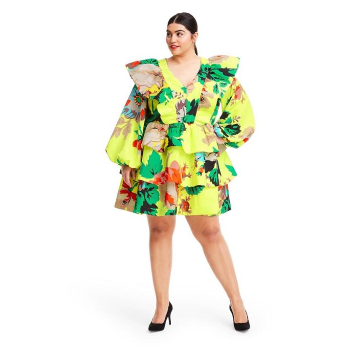 Plus Size Floral Long Sleeve Ruffle Dress - Christopher John Rogers For Target Yellow