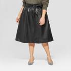 Women's Plus Size Belted Leather Skirt - Who What Wear Black