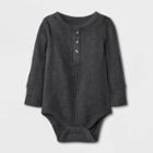 Baby Boys' Henley Thermal Long Sleeve Bodysuit - Cat & Jack Charcoal Gray