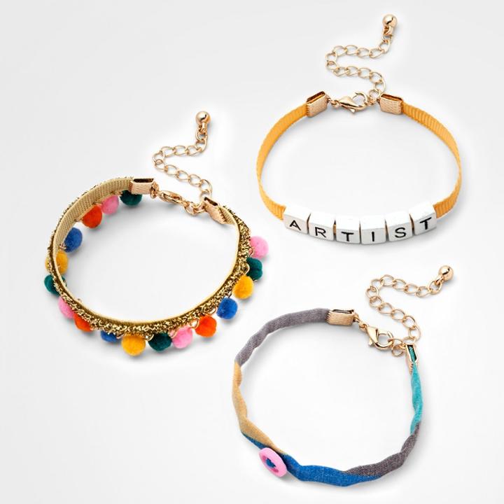 Girls' 3pk Pom Bracelet - Cat & Jack One Size,