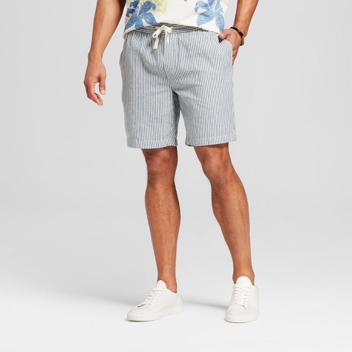 Men's 8 Striped Elastic Waist Shorts - Goodfellow & Co Blue