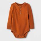 Baby Boys' Henley Thermal Long Sleeve Bodysuit - Cat & Jack Orange Newborn