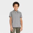 Boys' Short Sleeve Striped Polo Shirt - Cat & Jack Gray