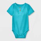 Baby Ribbed Henley Short Sleeve Bodysuit - Cat & Jack Turquoise Green Newborn