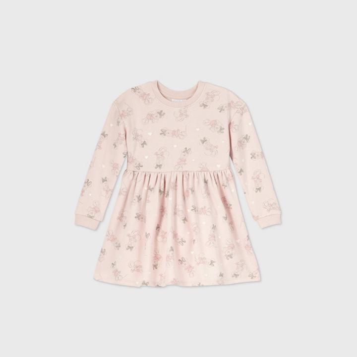 Disney Toddler Girls' Minnie Mouse Fleece Long Sleeve Dress - Pink