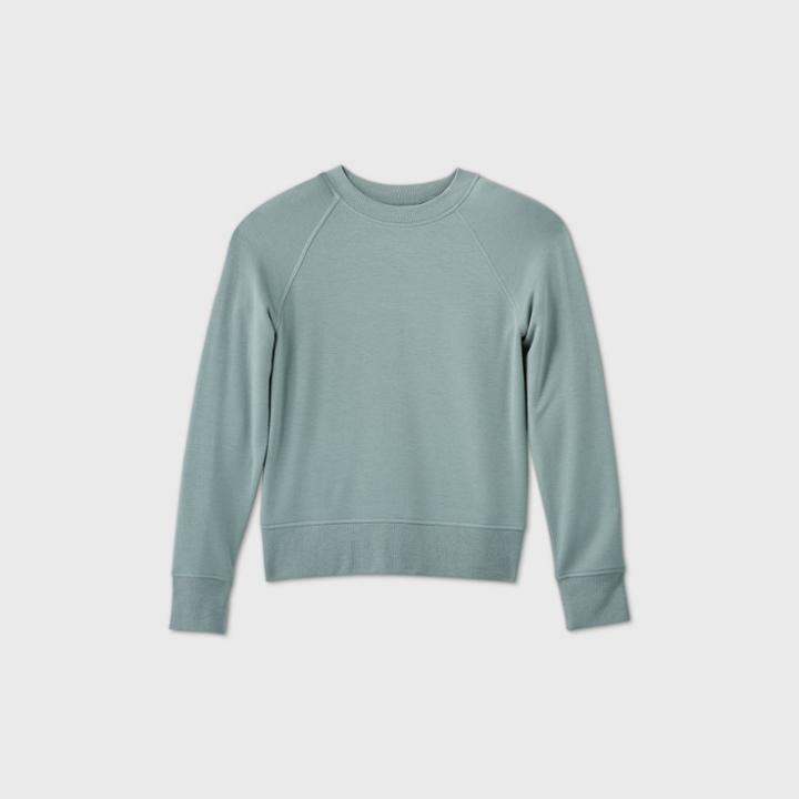 Women's Crewneck Fleece Pullover - A New Day Blue