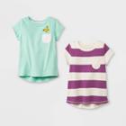 Toddler Girls' 2pk Short Sleeve T-shirt - Cat & Jack Mint/cream/purple