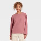 Women's Long Sleeve Ottoman T-shirt - A New Day Pink