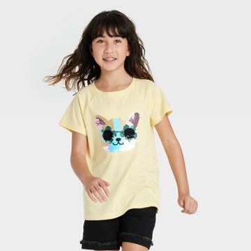 Girls' Short Sleeve Flip Sequin T-shirt - Cat & Jack Yellow