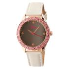 Women's Boum Chic Watch With Mirrored Dial And Crystal Surrounded Bezel-white, White