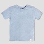 Burt's Bees Baby Toddler Boys' Organic Cotton Solid High V Short Sleeve T-shirt - Heather Gray