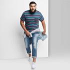 Men's Tall Standard Fit Striped Short Sleeve Knit Crewneck T-shirt - Original Use Vintage Green