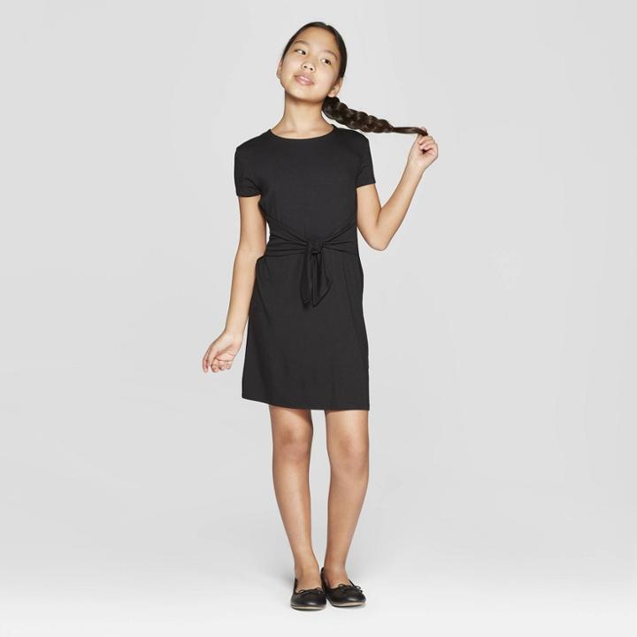 Girls' Tie Front Dress - Art Class Black