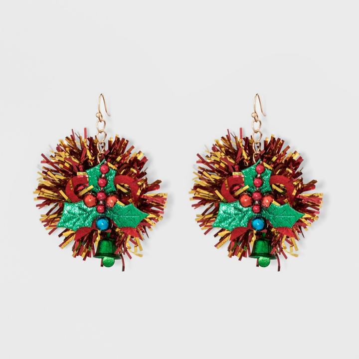 Target Christmas Wreath Earrings - True Green/red