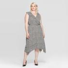 Women's Plus Size Animal Print Casual Fit Sleeveless V-neck Midi Dress - Who What Wear Cream (ivory)