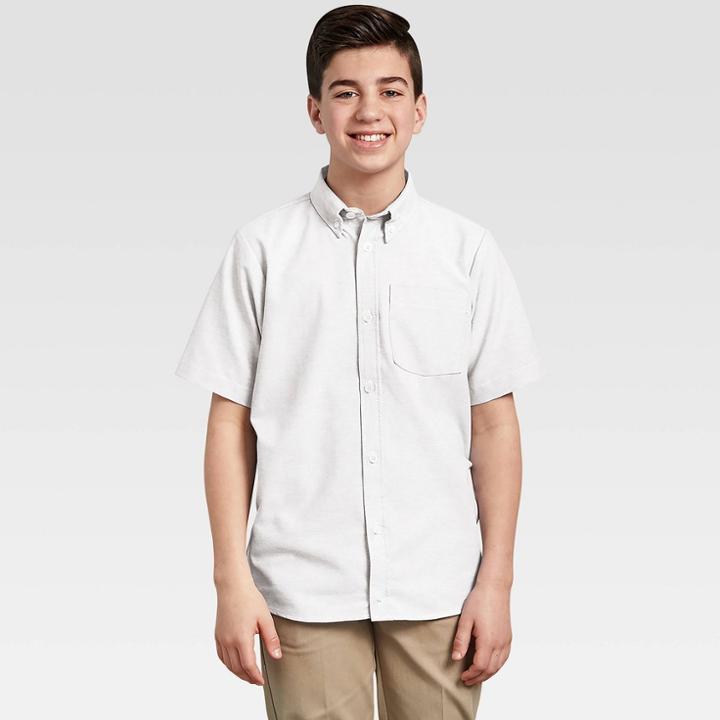 Petitedickies Boys' Short Sleeve Oxford Uniform Button-down Shirt - White S, Boy's,