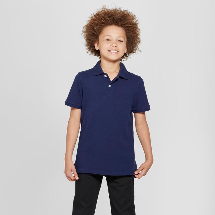 Petiteboys' Short Sleeve Stain Release Uniform Polo Shirt - Cat & Jack Navy Xl, Boy's, Blue
