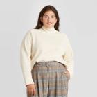 Women's Plus Size Fleece Pullover Sweatshirt - A New Day Cream