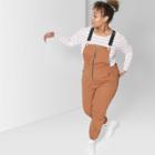 Women's Plus Size Strappy Zip Front Overall Jumpsuit - Wild Fable Brown