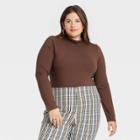 Women's Plus Size Turtleneck Bodysuit - A New Day Brown