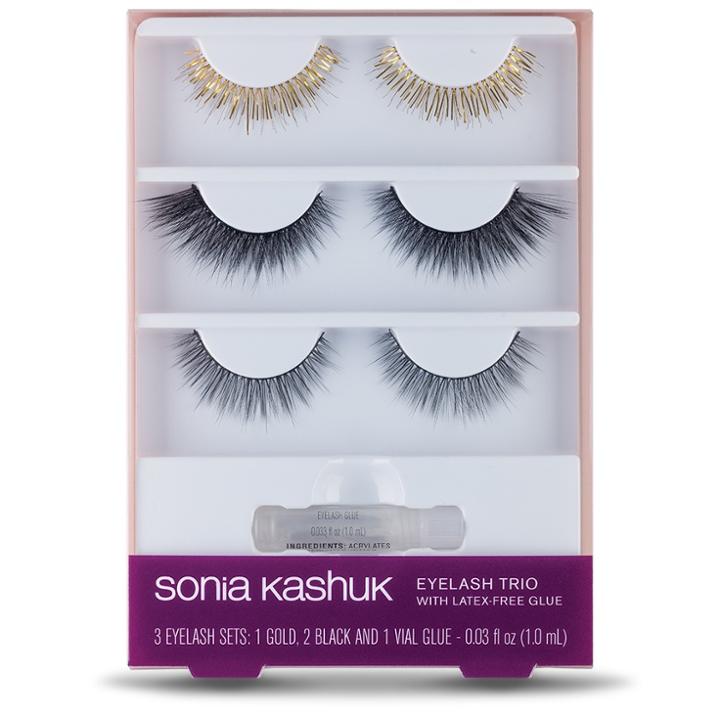 Sonia Kashuk Eyelash Trio With Latex-free Glue Gold & Black - .03 Fl Oz - 3pk, Gold/black