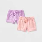 Toddler Girls' Adaptive 2pk Knit Shorts - Cat & Jack Violet/blush Pink