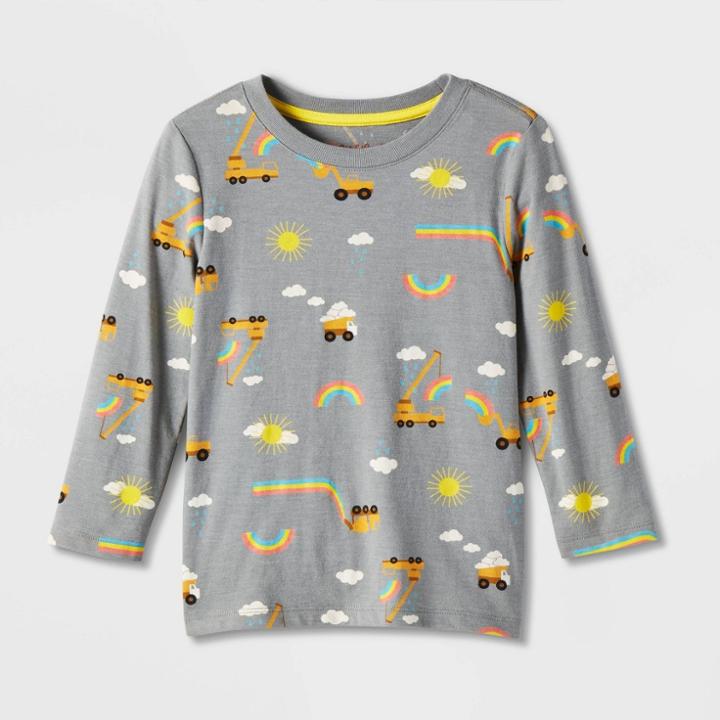 Toddler Boys' Long Sleeve Jersey Knit Crewneck T-shirt - Cat & Jack Gray