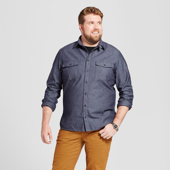 Men's Big & Tall Slim Fit Button-down Work Shirt - Goodfellow & Co Blue