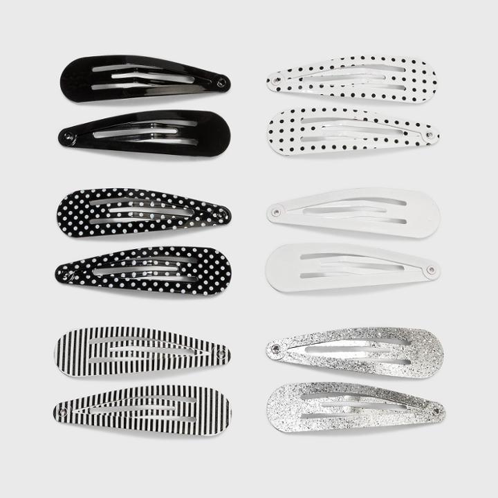 Patterned Snap Clip Set 12pc - Wild Fable Black/white