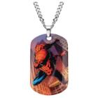 Men's Marvel Spider-man Graphic Stainless Steel Dog Tag Pendant With Chain (24), Size: