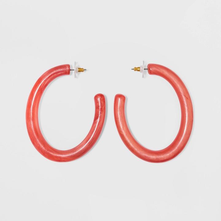 Sugarfix By Baublebar Chic Resin Hoop Earrings - Coral, Women's