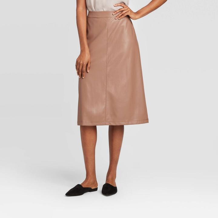 Women's A Line Midi Skirt - Prologue Brown