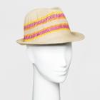 Women's Multistripe Straw Fedora - A New Day Natural
