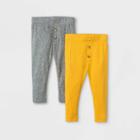 Baby Boys' 2pk Ribbed Leggings Pull-on Pants - Cat & Jack Mustard
