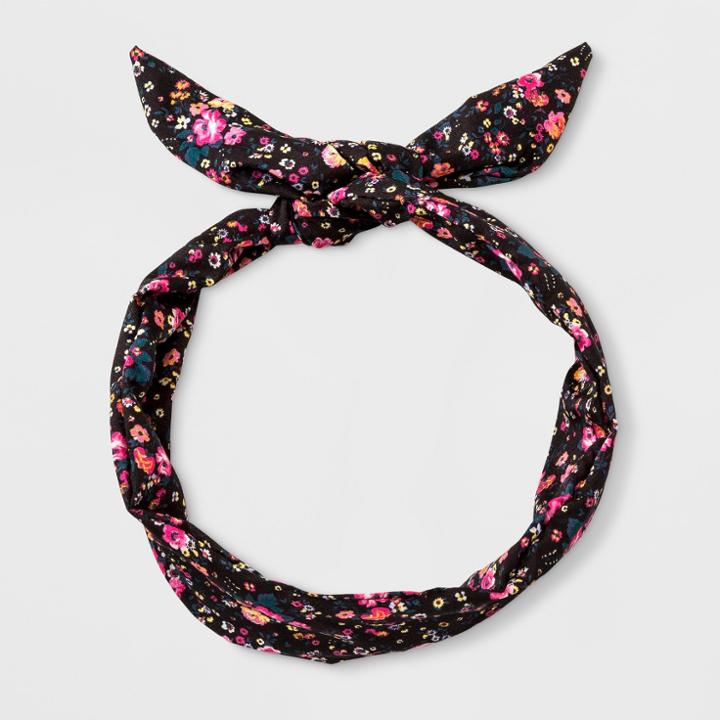 Girls' Floral Print Headwrap - Art Class Black