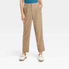 Women's High-rise Relaxed Fit Tapered Ankle Trousers - A New Day Brown