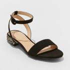 Women's Winona Glitter Wide Width Ankle Strap Sandals - A New Day Black 9w,