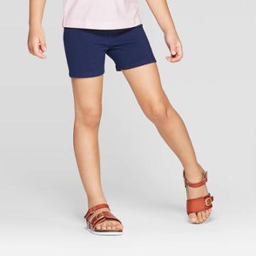 Toddler Girls' Solid Tumble Shorts - Cat & Jack Navy 18m, Girl's, Blue