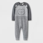 Baby Boys' Sweater Romper With Horizontal Stripes And Critter Face - Cat & Jack Gray Newborn