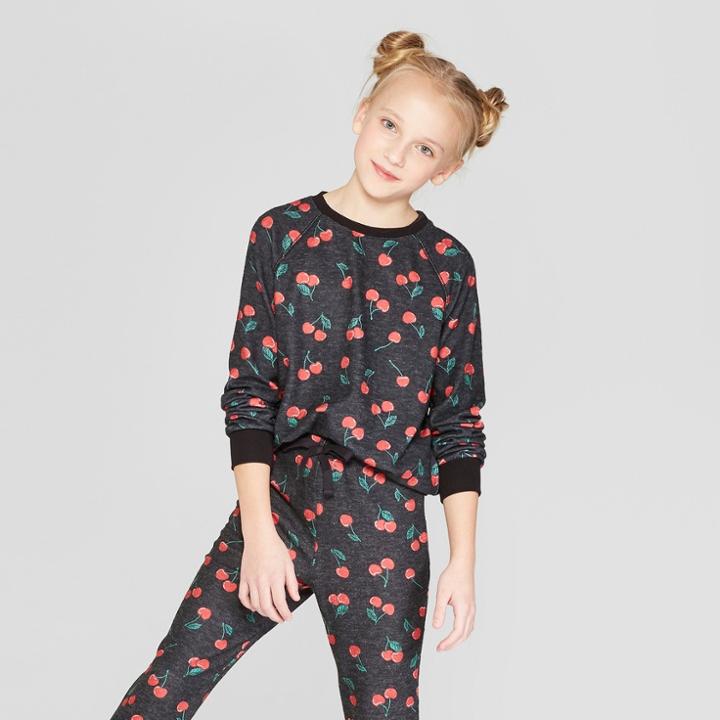 Girls' Fuzzy Pullover - Art Class Black