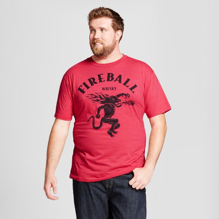 Men's Tall Fireball Logo Graphic T- Shirt - Red Heather