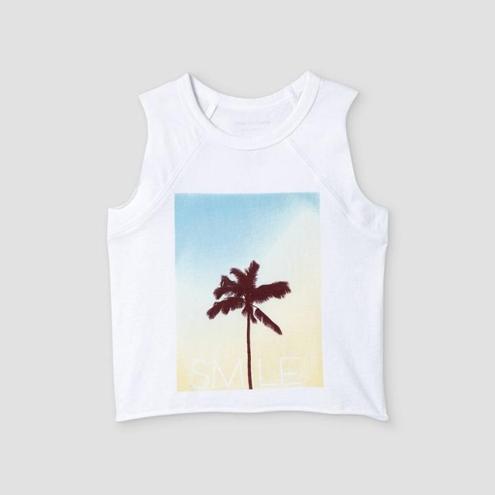Grayson Mini Toddler Girls' Palm Tree Smile Tank Top - White