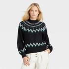 Women's Crewneck Pullover Sweater - Who What Wear Black Chevron