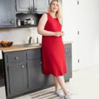 Women's Plus Size Sleeveless Curved Hem Midi Dress - Ava & Viv Red X