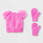 Baby Girls' Knit Trapper & Magic Mittens Set - Cat & Jack Pink