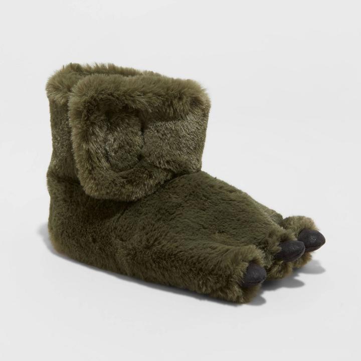 Boys' Fenny Dinosaur Foot Bootie Slippers - Cat & Jack Olive Green