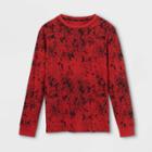 Boys' Splatter Tie-dye Graphic Long Sleeve T-shirt - Art Class Burgundy